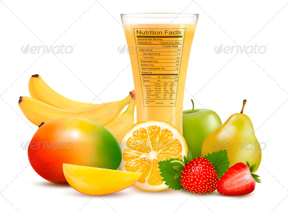 GraphicRiver Fresh Fruit and a Glass of Juice with a Nutrition 7294127 GraphicRiver Fresh Fruit and a Glass of Juice with a Nutrition 7294127