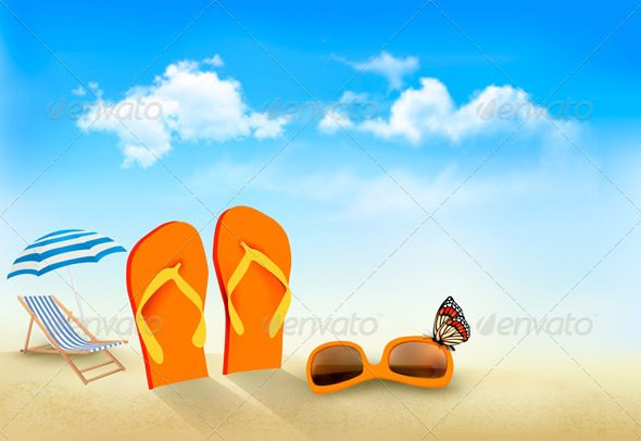 GraphicRiver Flip Flops Sunglasses Beach Chair and a Butterfly 7294253 GraphicRiver Flip Flops Sunglasses Beach Chair and a Butterfly 7294253