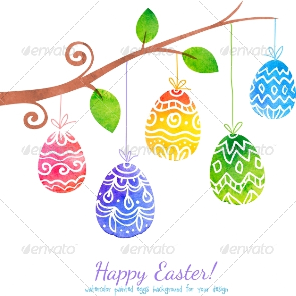 GraphicRiver Watercolor Painted Brunch with Easter Eggs 7294311 GraphicRiver Watercolor Painted Brunch with Easter Eggs 7294311