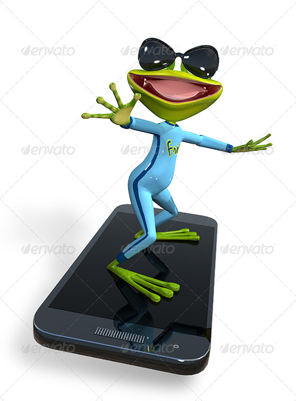 GraphicRiver Frog with a smartphone 7296281 GraphicRiver Frog with a smartphone 7296281