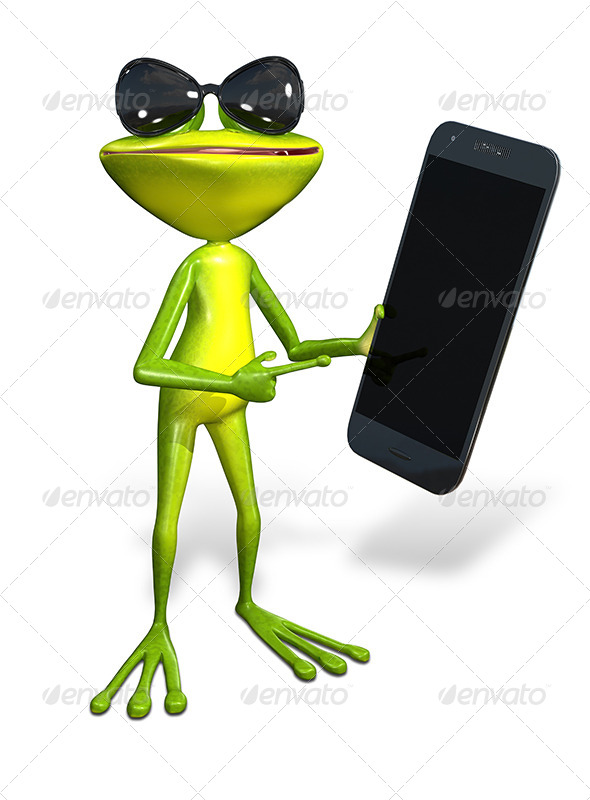 GraphicRiver Frog with a smartphone 7296324 GraphicRiver Frog with a smartphone 7296324