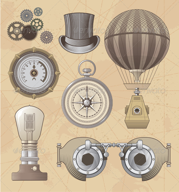 GraphicRiver Vintage Retro Steampunk Vector Design Elements 7298723 GraphicRiver Vintage Retro Steampunk Vector Design Elements 7298723