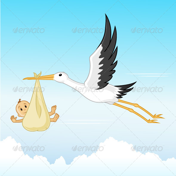 GraphicRiver Stork With Baby 7301149 GraphicRiver Stork With Baby 7301149