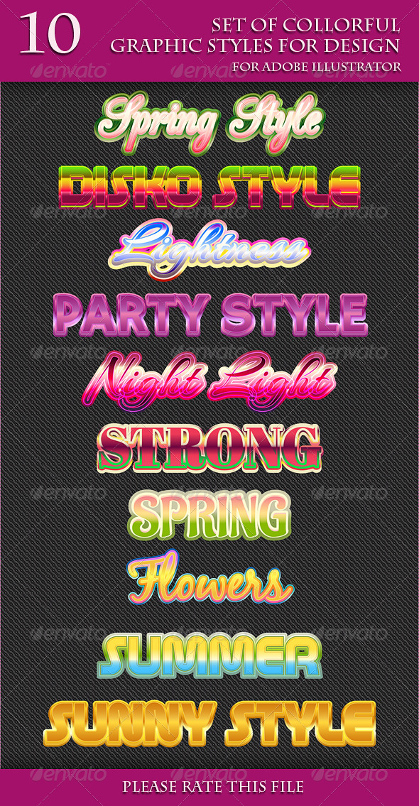 GraphicRiver Set of Colorful Text Graphic Styles for Design 7280330 GraphicRiver Set of Colorful Text Graphic Styles for Design 7280330