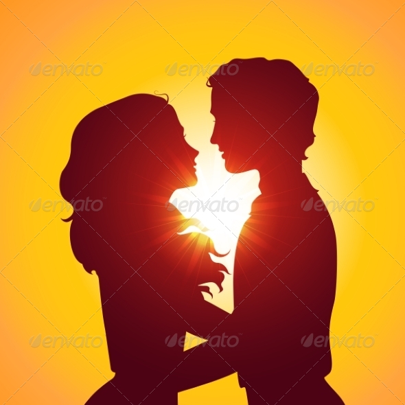GraphicRiver Sunset Silhouettes of Kissing Couple 7305765 GraphicRiver Sunset Silhouettes of Kissing Couple 7305765