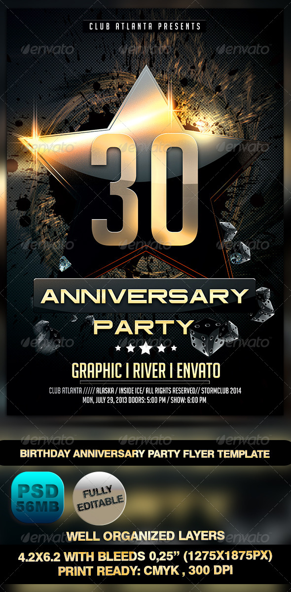 GraphicRiver Birthday Anniversary Party Flyer Template 7308558 GraphicRiver Birthday Anniversary Party Flyer Template 7308558
