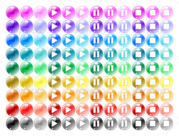 GraphicRiver Colored Player Buttons 7309374 GraphicRiver Colored Player Buttons 7309374