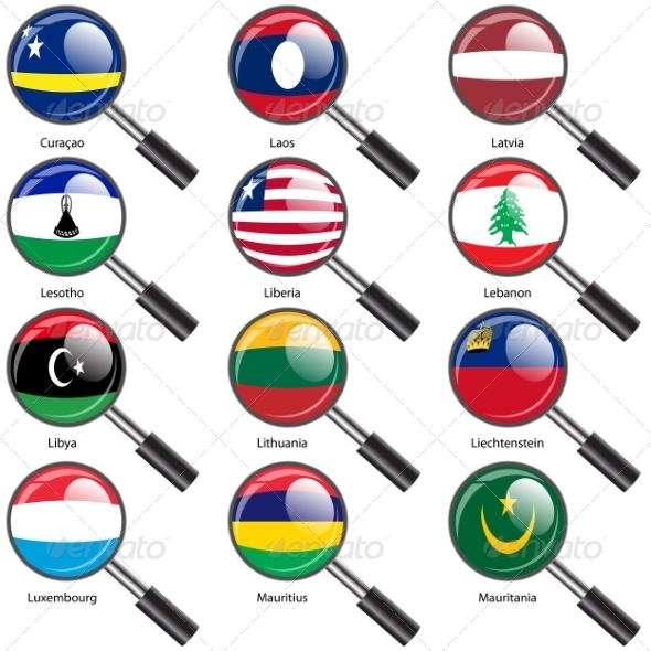 GraphicRiver Set Flags of World Sovereign States Magnifying Glass 7309656 GraphicRiver Set Flags of World Sovereign States Magnifying Glass 7309656