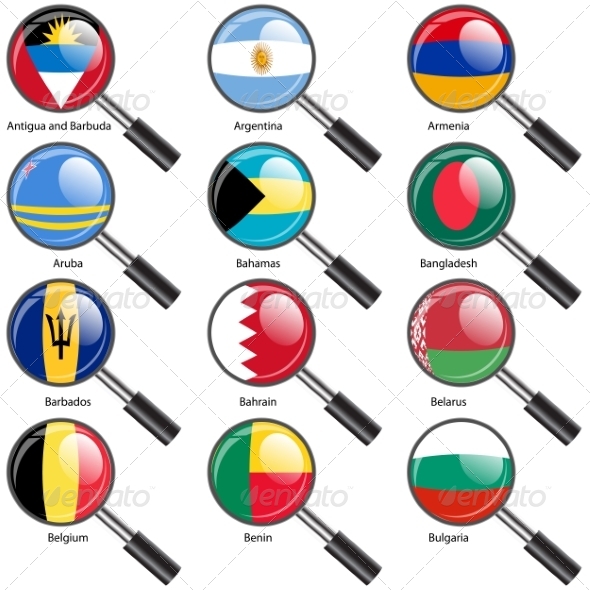 GraphicRiver Set Flags of World Sovereign States Magnifying Glass 7309837 GraphicRiver Set Flags of World Sovereign States Magnifying Glass 7309837