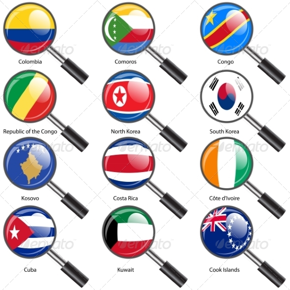 GraphicRiver Set Flags of World Sovereign States Magnifying Glass 7309897 GraphicRiver Set Flags of World Sovereign States Magnifying Glass 7309897
