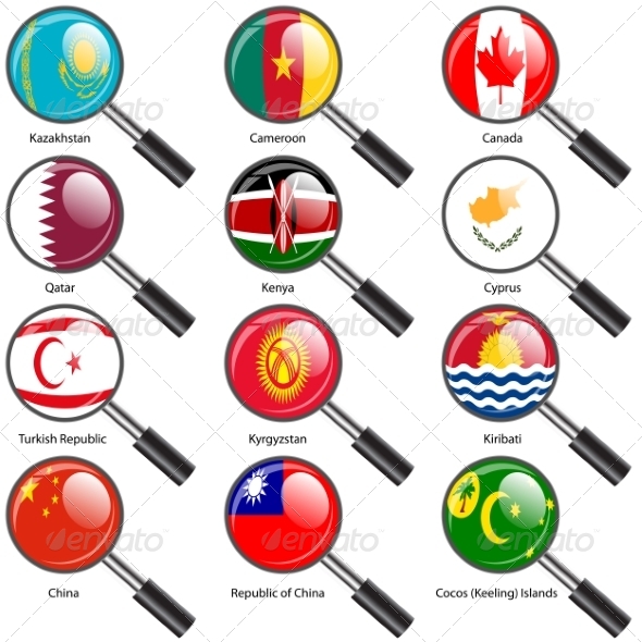 GraphicRiver Set Flags of World Sovereign States Magnifying Glass 7310177 GraphicRiver Set Flags of World Sovereign States Magnifying Glass 7310177