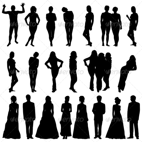 GraphicRiver Silhouettes of Beautiful Men and Women 7310273 GraphicRiver Silhouettes of Beautiful Men and Women 7310273