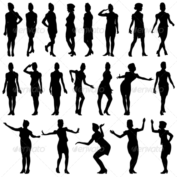 GraphicRiver Silhouettes of Beautiful Stewardess Girls 7310406 GraphicRiver Silhouettes of Beautiful Stewardess Girls 7310406