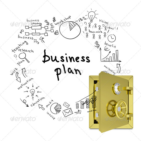 Business sketches from an open safe (Misc) Photo Download