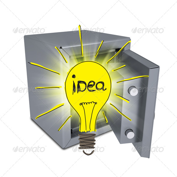 Sketch bulbs in open safe (Misc) Photo Download