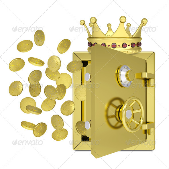 Gold crown, safe and coins (Misc) Photo Download