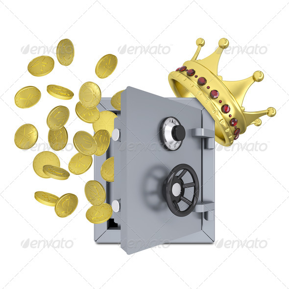 Gold crown, safe and coins (Misc) Photo Download