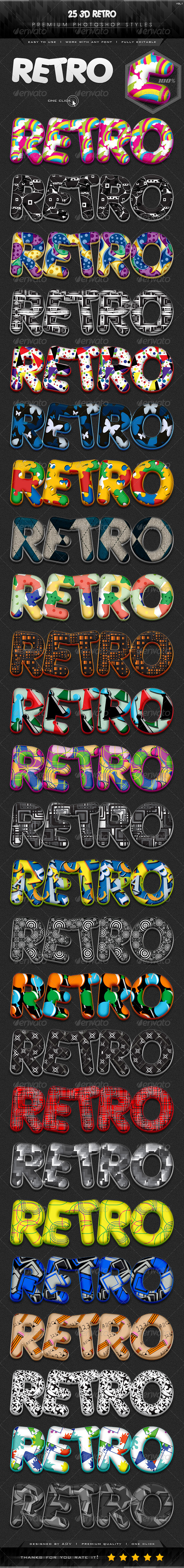 GraphicRiver 25 3D Retro Styles Vol.1 7255496 GraphicRiver 25 3D Retro Styles Vol.1 7255496