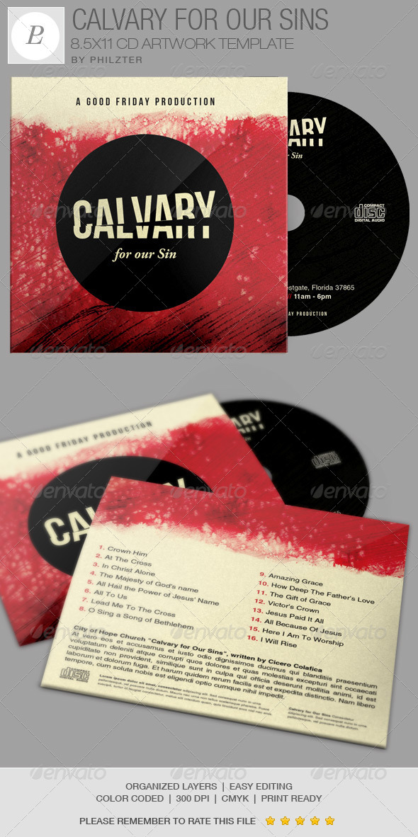 Calvary for Our Sins CD Artwork Template (CD & DVD artwork)