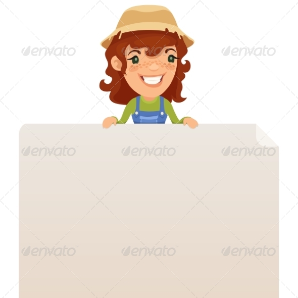 GraphicRiver Female Farmer looking at Blank Poster on Top 7314687 GraphicRiver Female Farmer looking at Blank Poster on Top 7314687