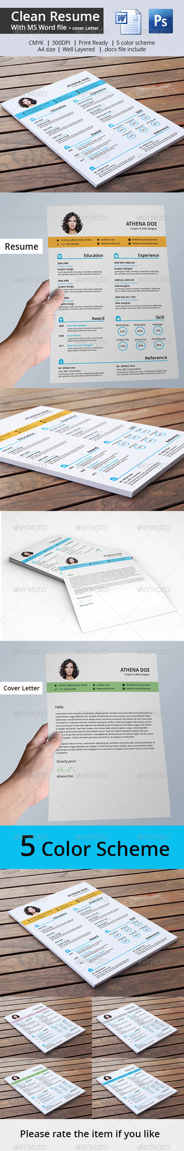GraphicRiver Clean Resume & Cover Letter With MS Word 7301848 GraphicRiver Clean Resume & Cover Letter With MS Word 7301848