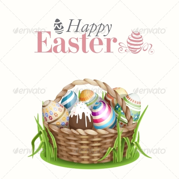 GraphicRiver Easter Background With A Basket 7317627 GraphicRiver Easter Background With A Basket 7317627