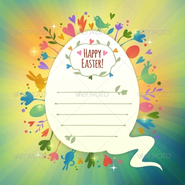 GraphicRiver Beautiful Retro Easter Card With Symbols of Spring 7320480 GraphicRiver Beautiful Retro Easter Card With Symbols of Spring 7320480