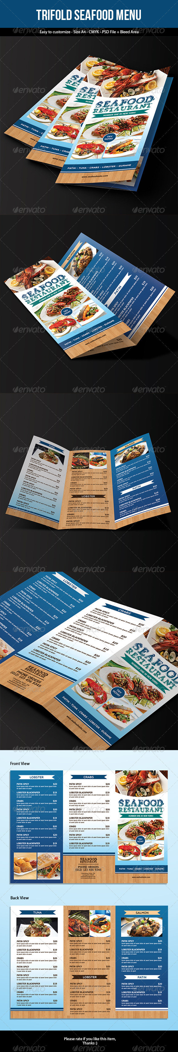 GraphicRiver Trifold Seafood Menu 7320600 GraphicRiver Trifold Seafood Menu 7320600