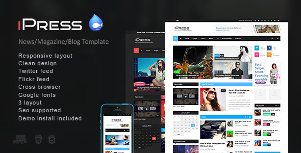 ThemeForest iPress Responsive News Magazine Drupal theme 7321642