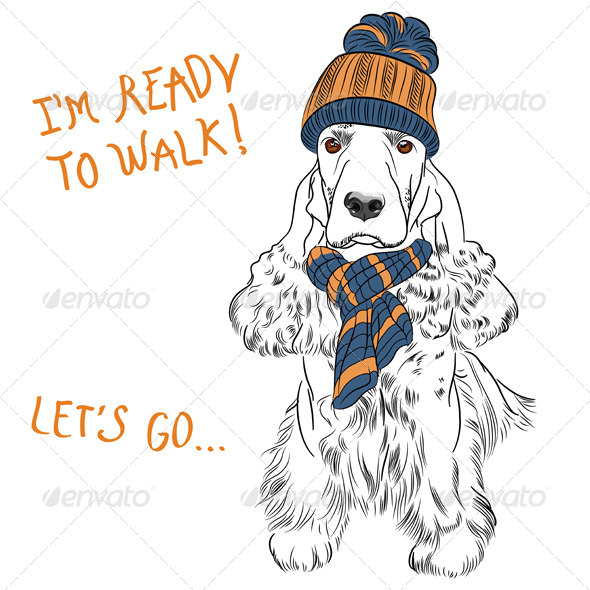 GraphicRiver Hipster Dog English Cocker Spaniel on the white 7321940 GraphicRiver Hipster Dog English Cocker Spaniel on the white 7321940