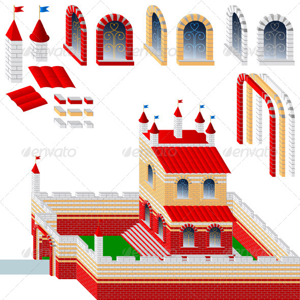 GraphicRiver Set of Bricks and Palace 7323106 GraphicRiver Set of Bricks and Palace 7323106