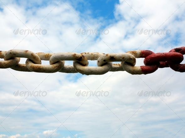 steel metal chain links segment sky background (Misc) Photo Download