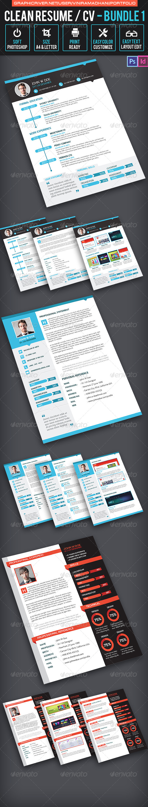 GraphicRiver Simple Clean Resume CV Bundle 1 7325548 GraphicRiver Simple Clean Resume CV Bundle 1 7325548