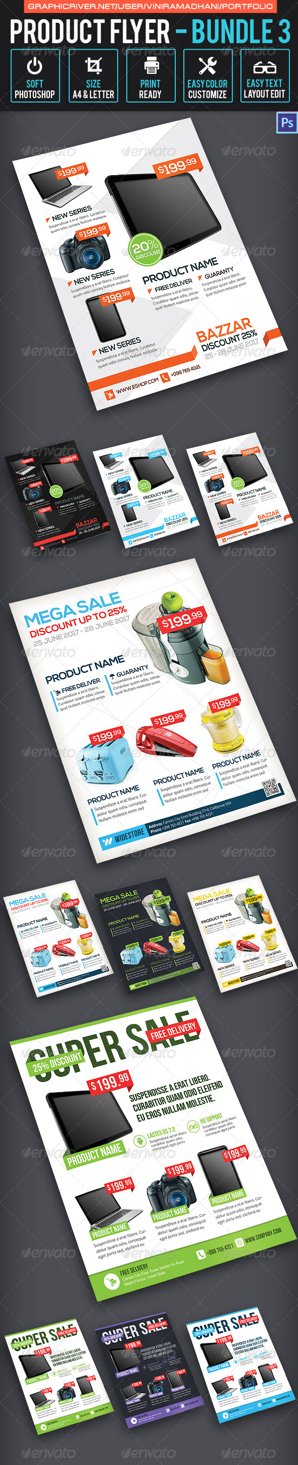 GraphicRiver Product Promotion Flyer Bundle 3 7325555 GraphicRiver Product Promotion Flyer Bundle 3 7325555