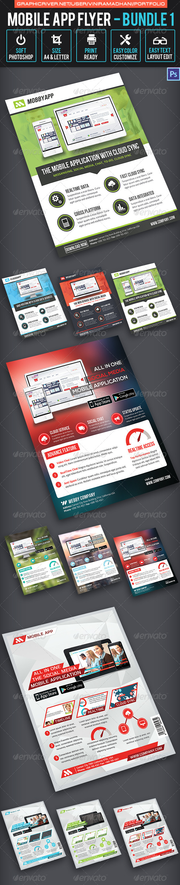 Mobile App Flyer Bundle 1 (Corporate)