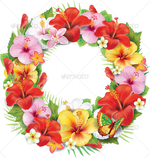 GraphicRiver Wreath of Tropical Flower 7328361 GraphicRiver Wreath of Tropical Flower 7328361