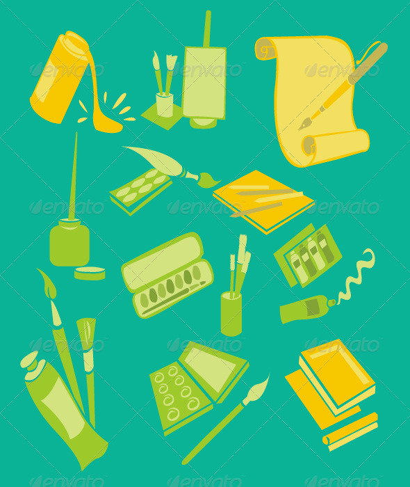 GraphicRiver Paint Tools Digital Clipart 7329017 GraphicRiver Paint Tools Digital Clipart 7329017