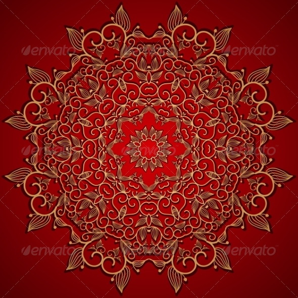 GraphicRiver Red round gold lace ornament 7332056 GraphicRiver Red round gold lace ornament 7332056