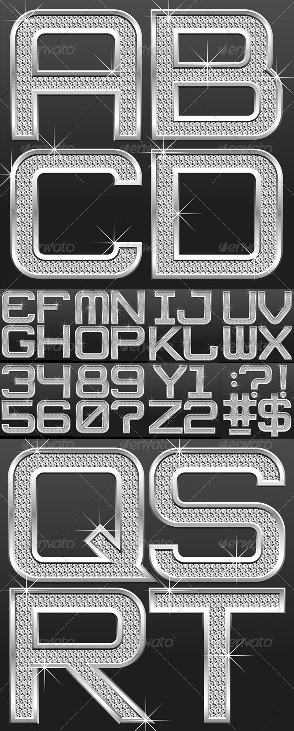 GraphicRiver Metallic Font With Diamonds 759773 GraphicRiver Metallic Font With Diamonds 759773