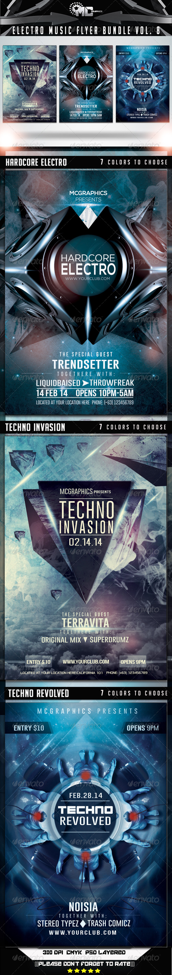GraphicRiver Electro Music Flyer Bundle Vol 8 7336857 GraphicRiver Electro Music Flyer Bundle Vol 8 7336857