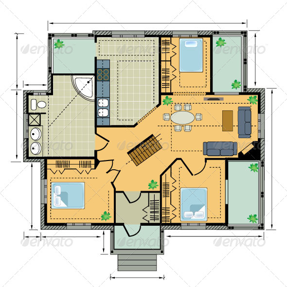 GraphicRiver Color Plan Country House 7337662 GraphicRiver Color Plan Country House 7337662