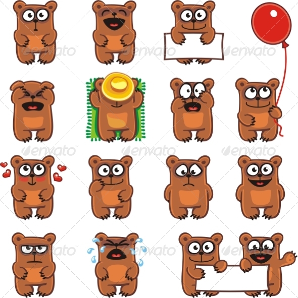 GraphicRiver 15 Smiley Bears Individually Grouped 7338642 GraphicRiver 15 Smiley Bears Individually Grouped 7338642