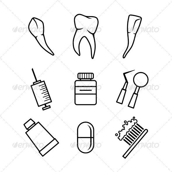 GraphicRiver Dental icons set on white background 7338814 GraphicRiver Dental icons set on white background 7338814