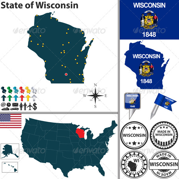 GraphicRiver Map of State Wisconsin USA 7340901 GraphicRiver Map of State Wisconsin USA 7340901