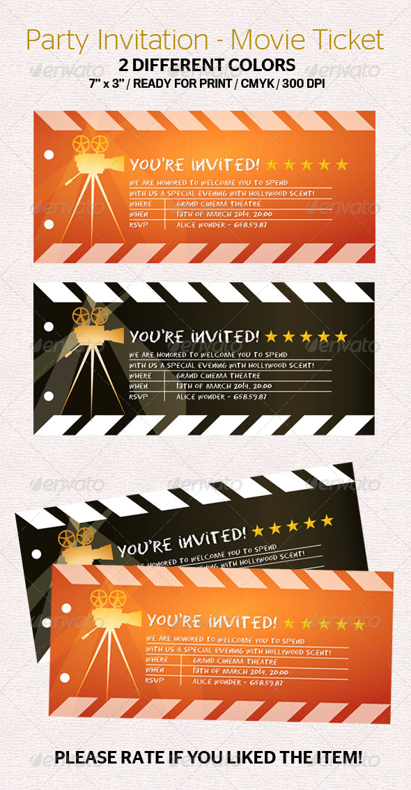 Party Invitation - Movie Ticket (Invitations)