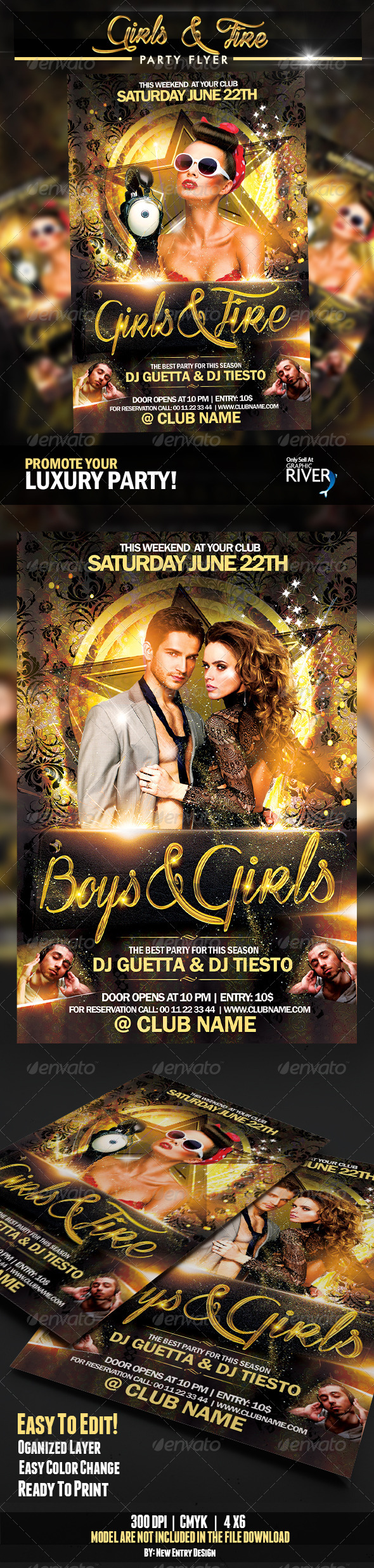Girls And Fire Flyer Template (Clubs & Parties)