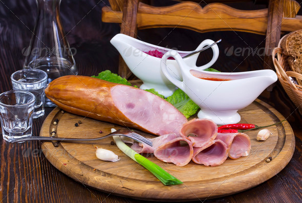 plate with sausage (Misc) Photo Download