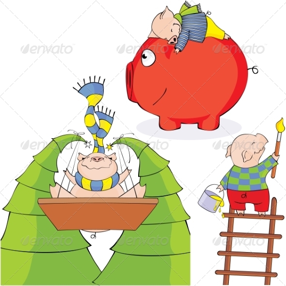GraphicRiver Funny piglets Vector 7342121 GraphicRiver Funny piglets Vector 7342121