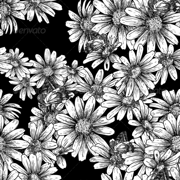 GraphicRiver Vintage Seamless Monochrome Pattern with Daisies 7342235 GraphicRiver Vintage Seamless Monochrome Pattern with Daisies 7342235