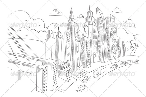 GraphicRiver Hand Drawing of City Life 7343869 GraphicRiver Hand Drawing of City Life 7343869